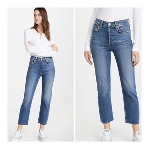 Re/Done | NWT 70's Stovepipe High Rise Cropped Straight Jeans True Indigo | 25